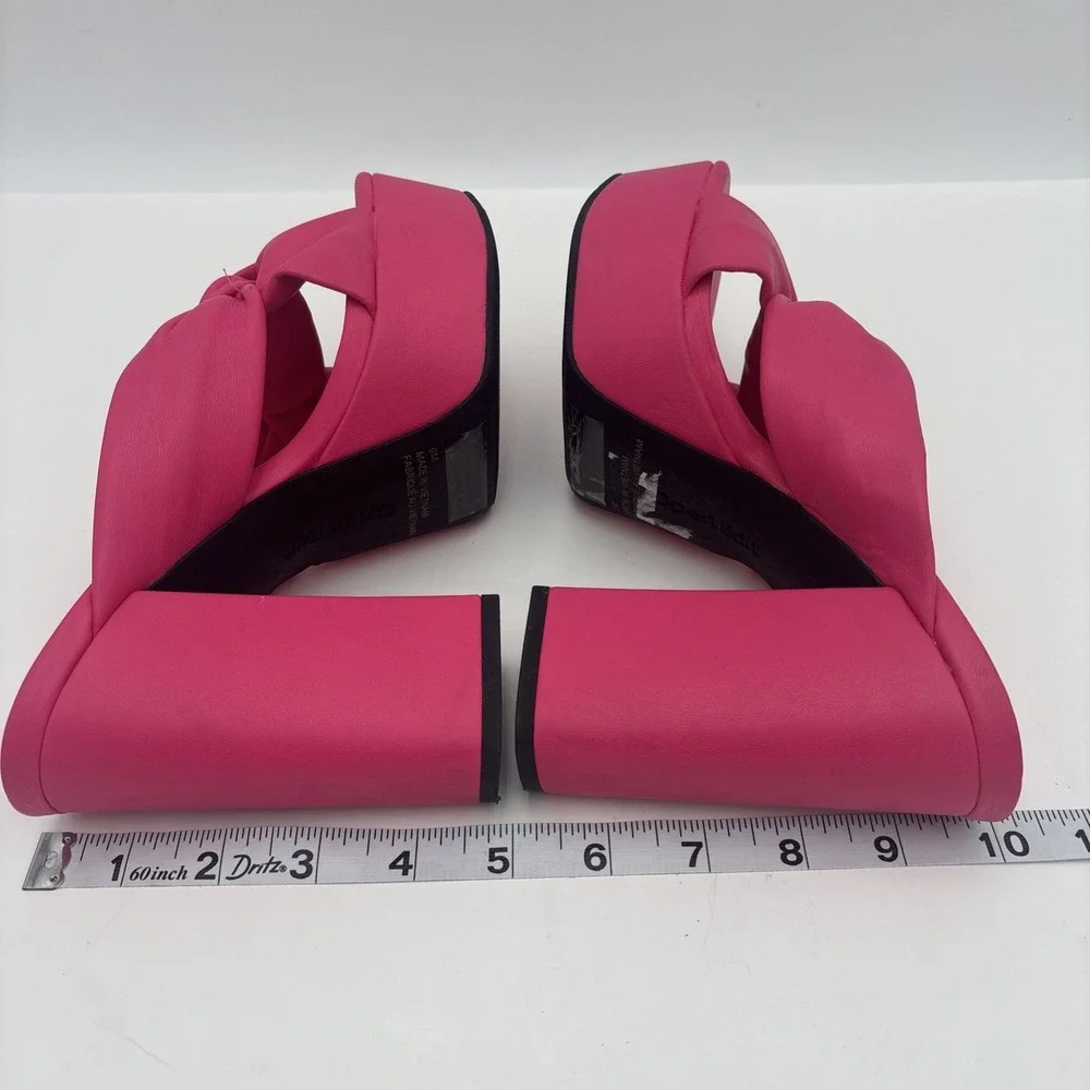 Open Edit Platform Sandals Size 6 Pink Square Open‎ Toe Knotted Heels